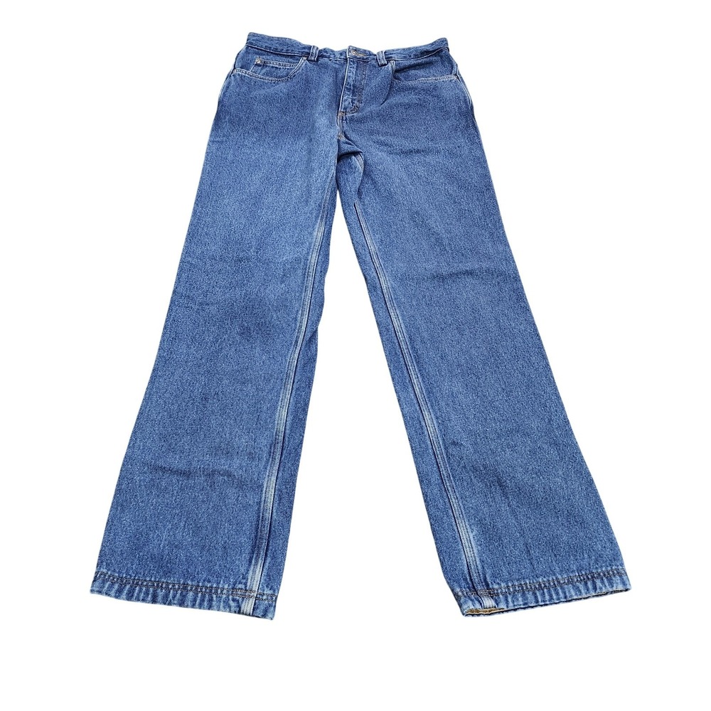 Duluth Trading Co Mens Blue Denim Straight Leg Workwear Jeans 33x33.5 Med Wash